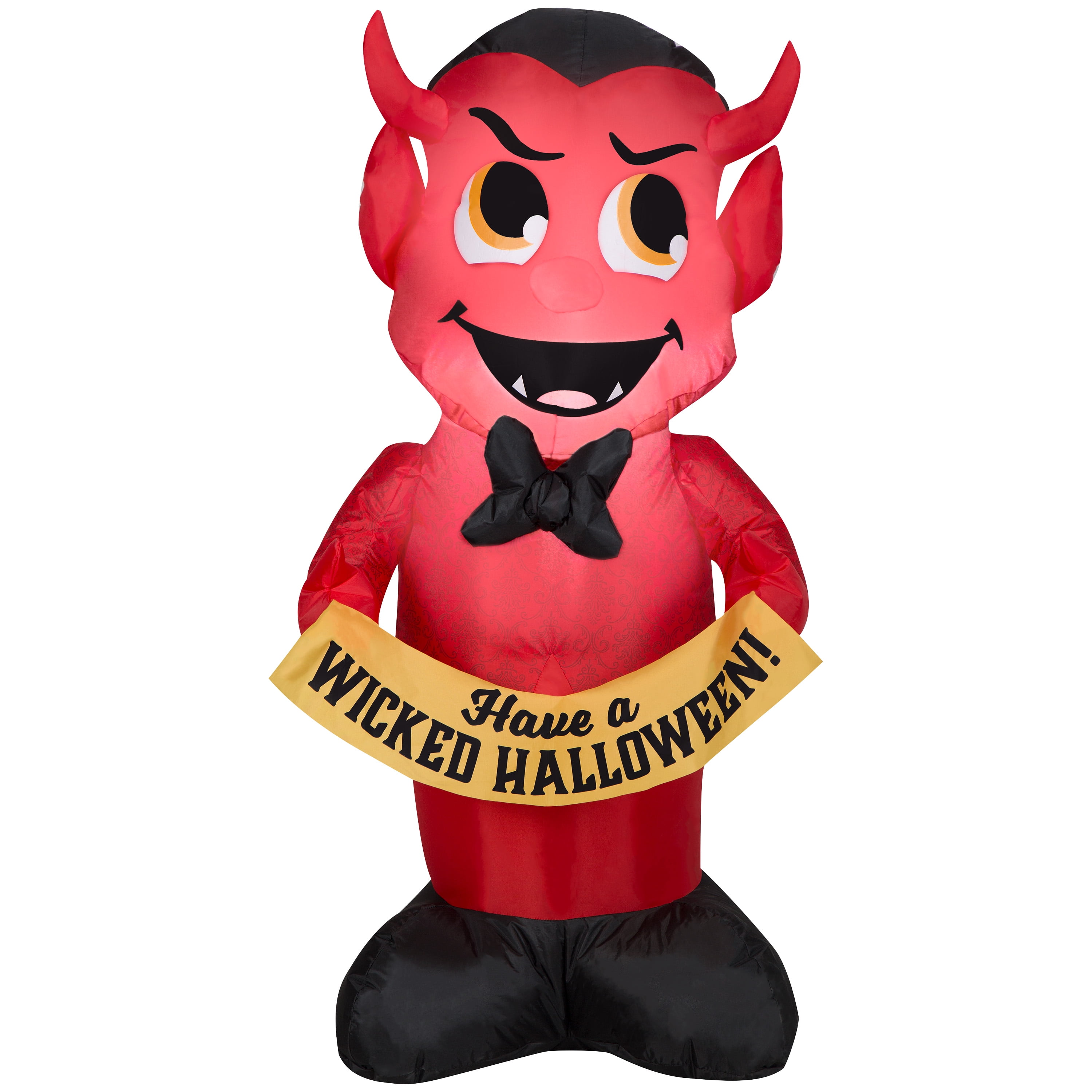 Airblown Devil w/ "Have a Wicked Halloween" Banner