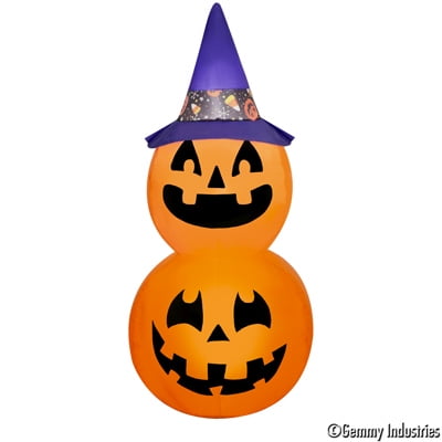 Airblown Halloween Light Jack o' Lantern Stack with Witch Hat 3.5 ft