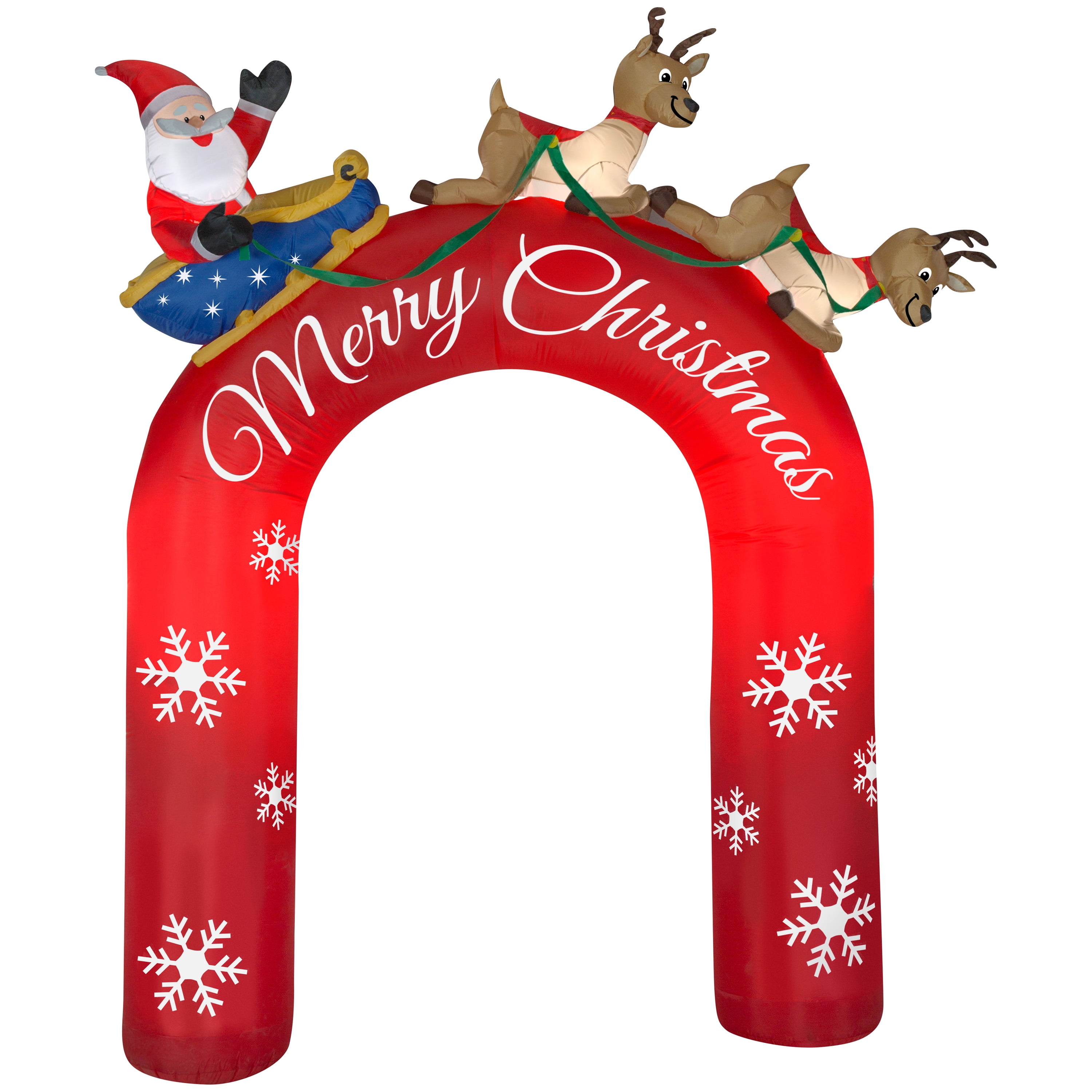 Airblown Inflatable Archway Santa in Sleigh with Flying Reindeers 9ft ...