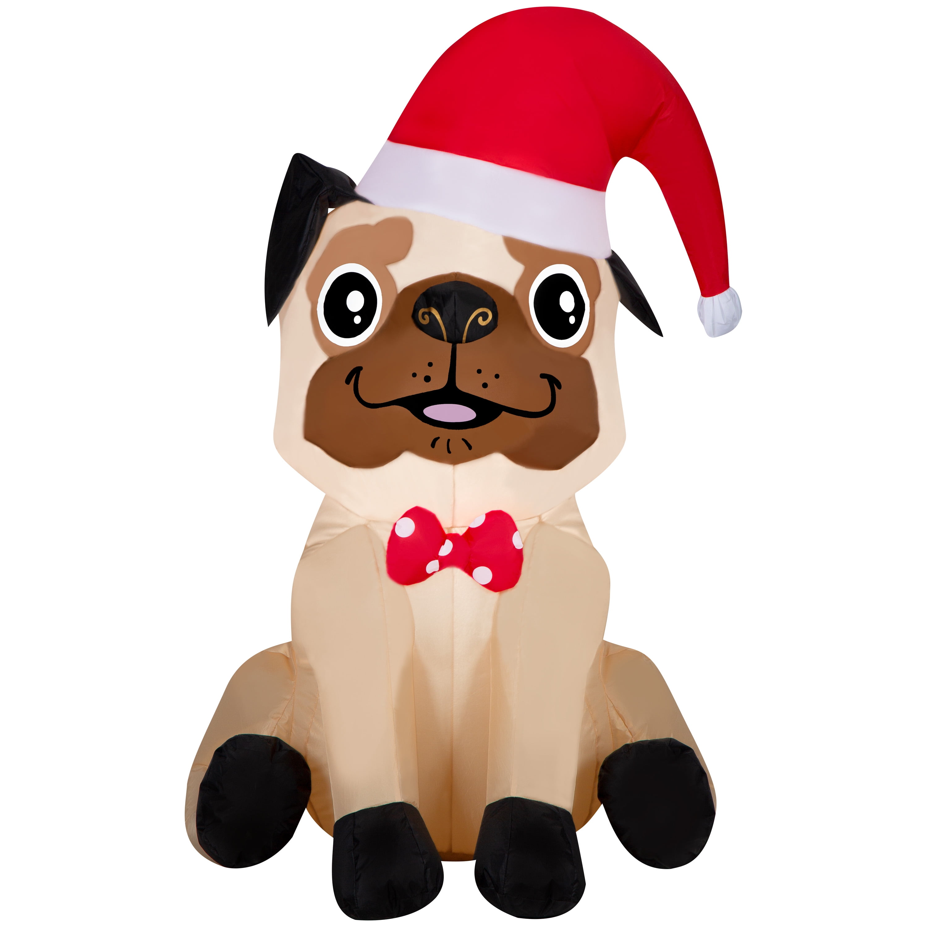 Airblown Inflatables 3.5 Foot Christmas Pug with Santa Hat