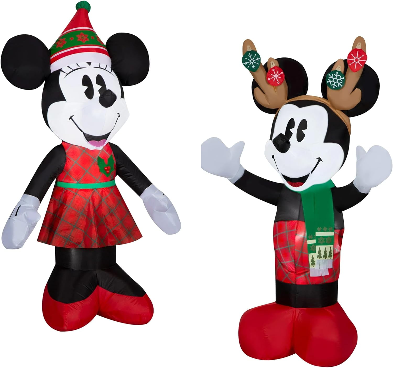 Airblown Inflatables 5ft Mickey and Minnie Christmas Inflatable Set Mickey Mouse Yard Decor