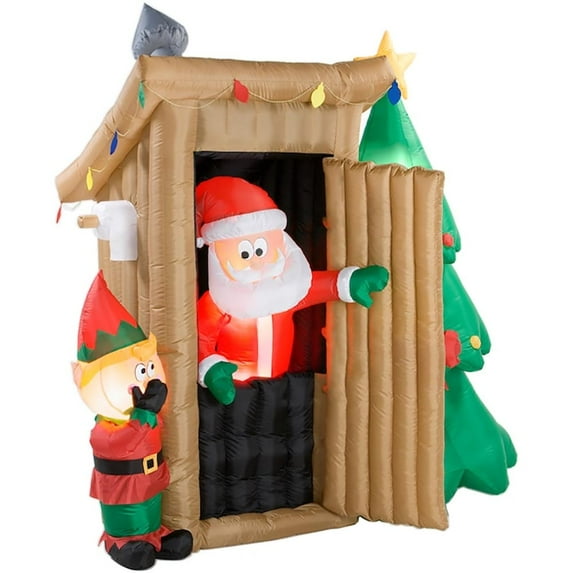 Airblown Inflatables Animated Outhouse Deluxe Santa Claus Yard Inflatable, 6.5'
