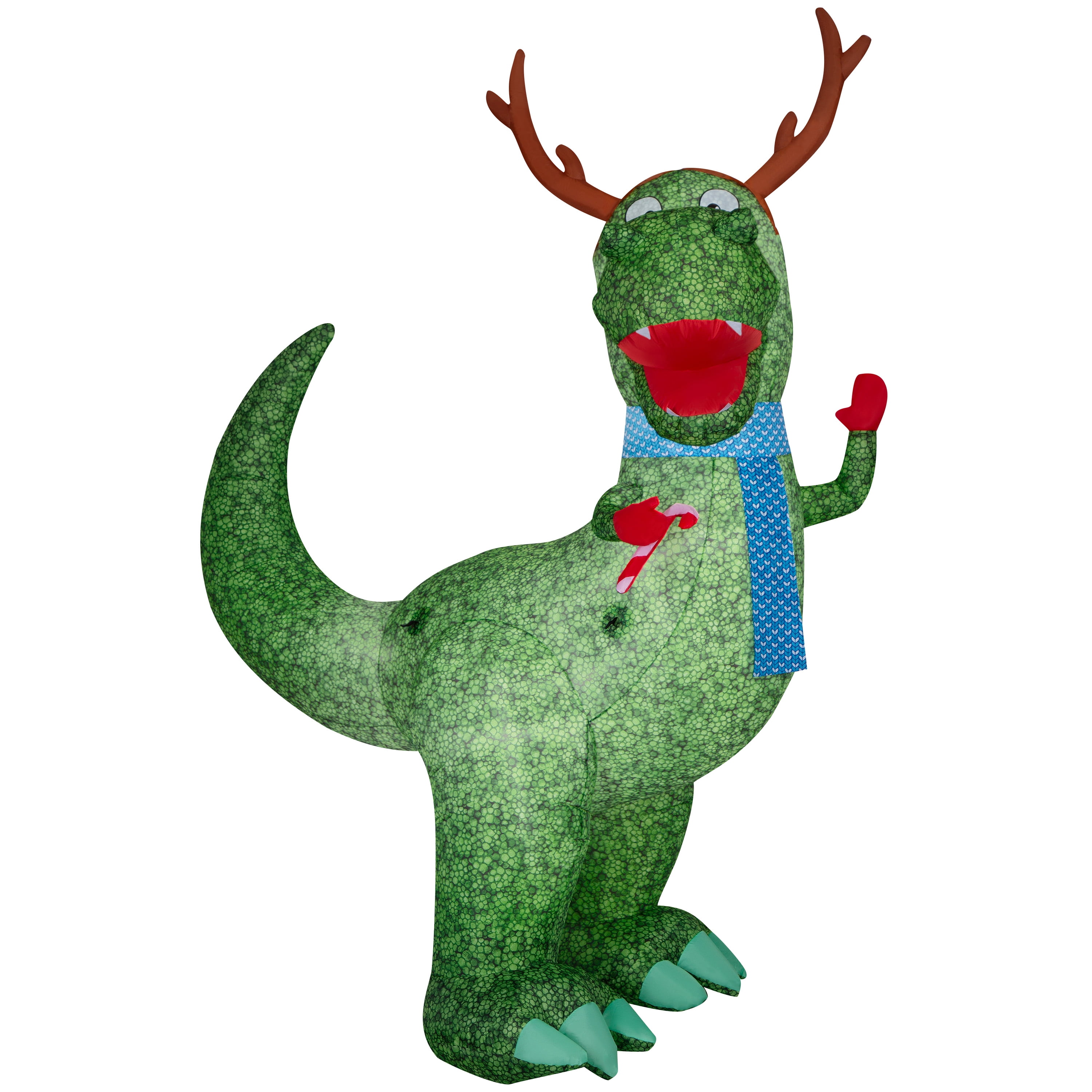 Airblown Inflatables Christmas 8.5 Foot T Rex Dino with Candy Cane, by Holiday Time