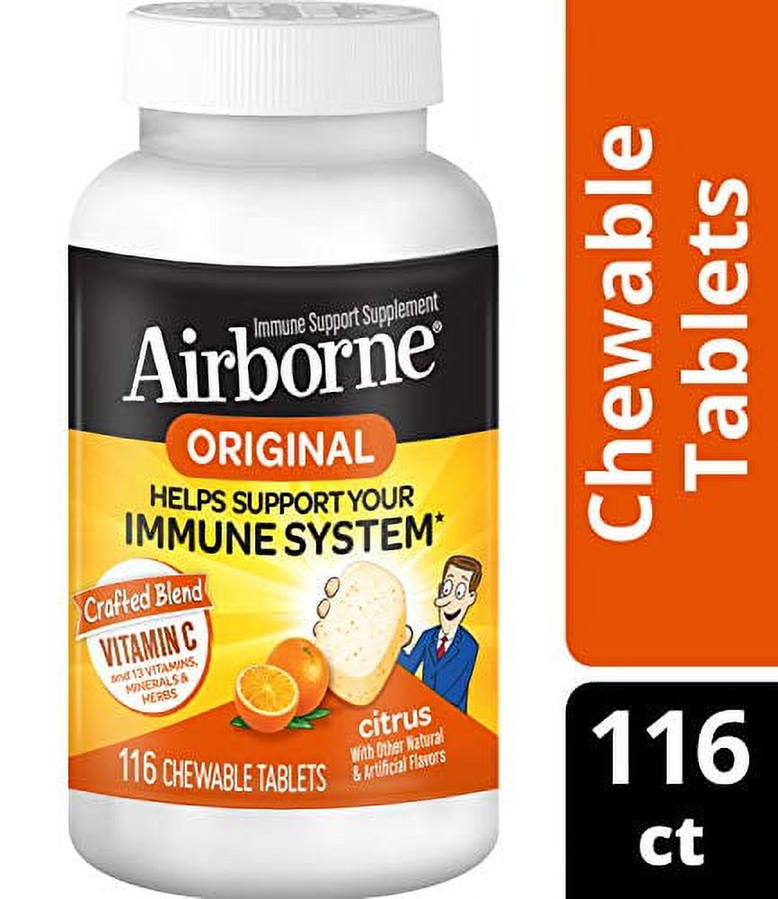 Airborne 1000mg Vitamin C Chewable Tablets with Zinc, Immune Support