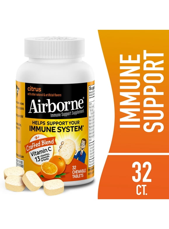Airborne 1000mg Vitamin C Immune Support Effervescent Tablets, Citrus Flavor, 32 Count