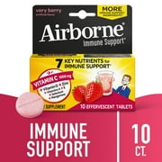 Airborne 1000mg Vitamin C Immune Support Multivitamin Effervescent Tablets, Very Berry Flavor, 10 ct