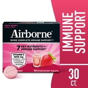 Airborne 1000mg Vitamin C Immune Support Multivitamin Effervescent Tablets, Very Berry Flavor, 30 ct