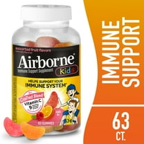 Airborne 500mg Vitamin C Immune Support Kids Gummies, Assorted Fruit Flavor, 63 Count