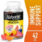 Airborne 750mg Vitamin C Immune Support Gummies, Assorted Fruit Flavor, 42 Count