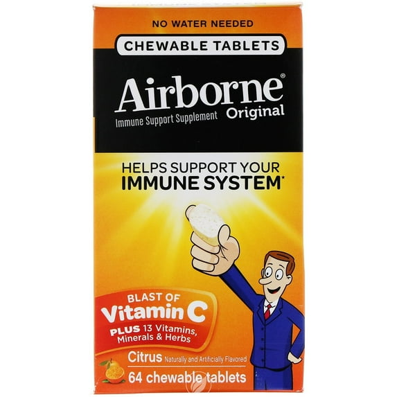 Airborne Airbrn Chewable Citrus 64T