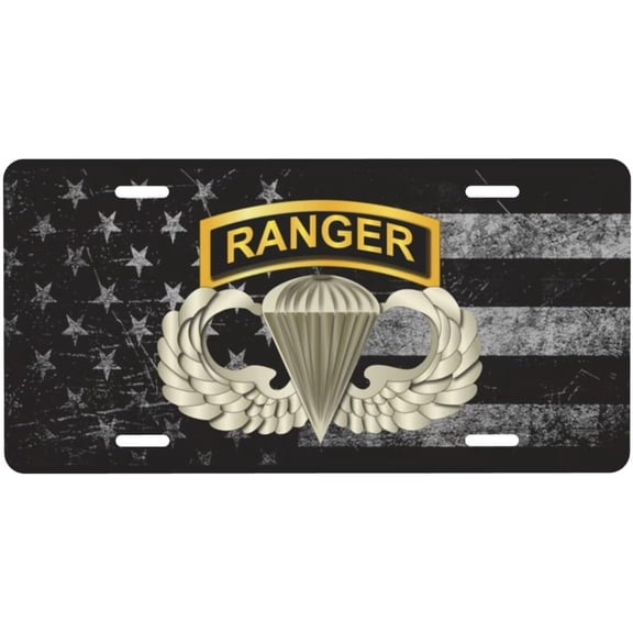 Airborne Badge Ranger License Plate Personalise Metal Car Plates Front License Plate Funny Decorative 6x12in