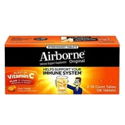 Airborne Immune Support Supplement, 36 Effervescent Tablets each box. Pack of 2 boxes.