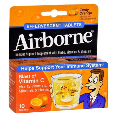 Airborne - Effervescent Tablets with Vitamin C - Zesty Orange - 10 Tablets