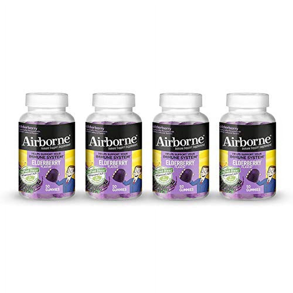 Airborne Elderberry + Vitamins & ZINC Gummies (50ct), GlutenFree Immune Support Supplement with