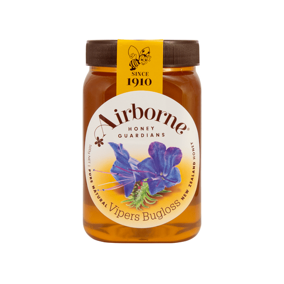 Airborne Honey Viper's Bugloss (Blue Borage) Honey Monofloral, Raw & Unfiltered, New Zealand, 17.6 oz