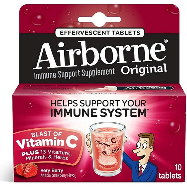 Airborne Immune Support Supplement Effervescent Tablets, Very Berry 10 ea