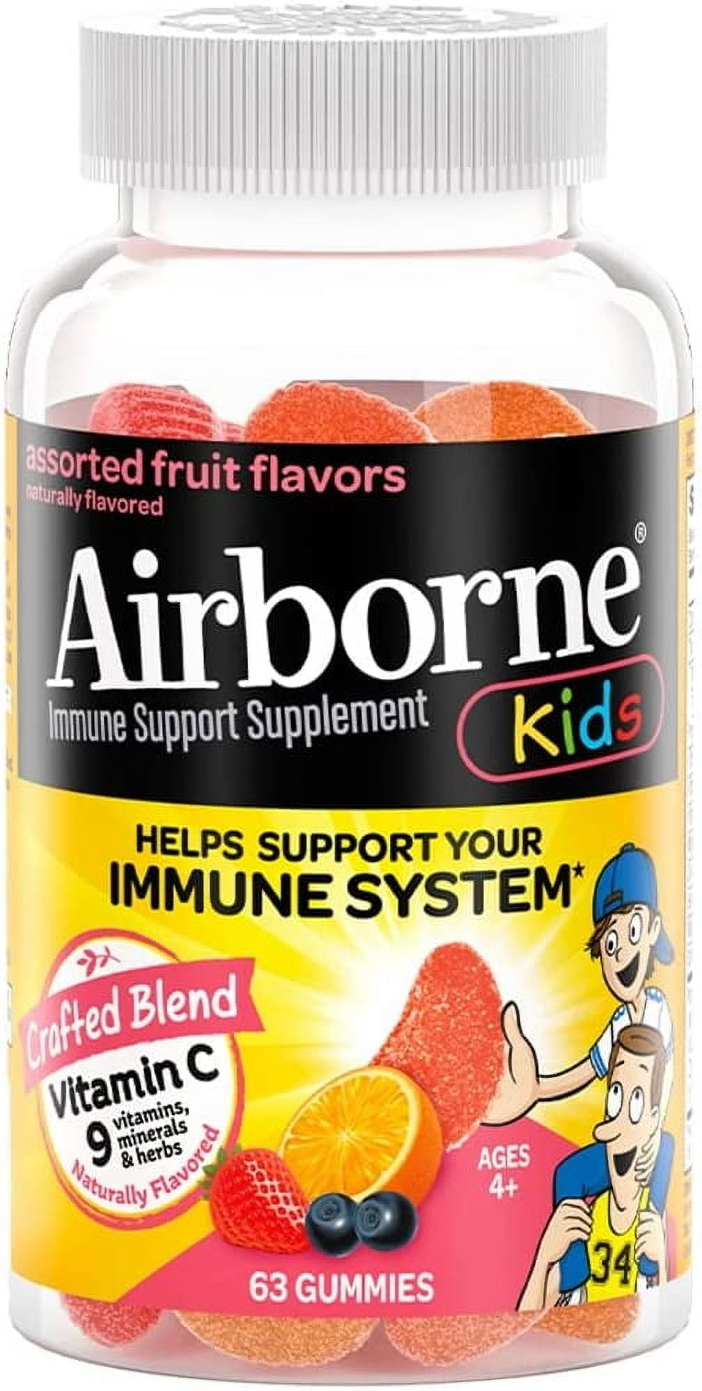 Airborne KIDS 500mg Vitamin C Gummies, Kids Immune Support Zinc Gummies