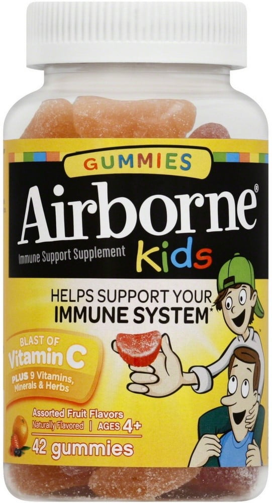 Airborne Kids Gummies Vitamin C Immune Support Supplement, Assorted ...