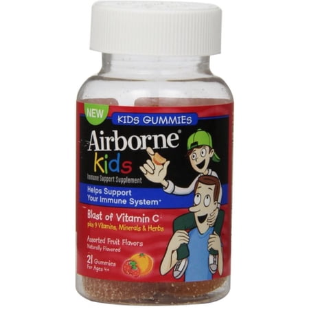 Airborne Kids Immune Support Gummies, Assorted Fruit 21 ea (Pack of 3)