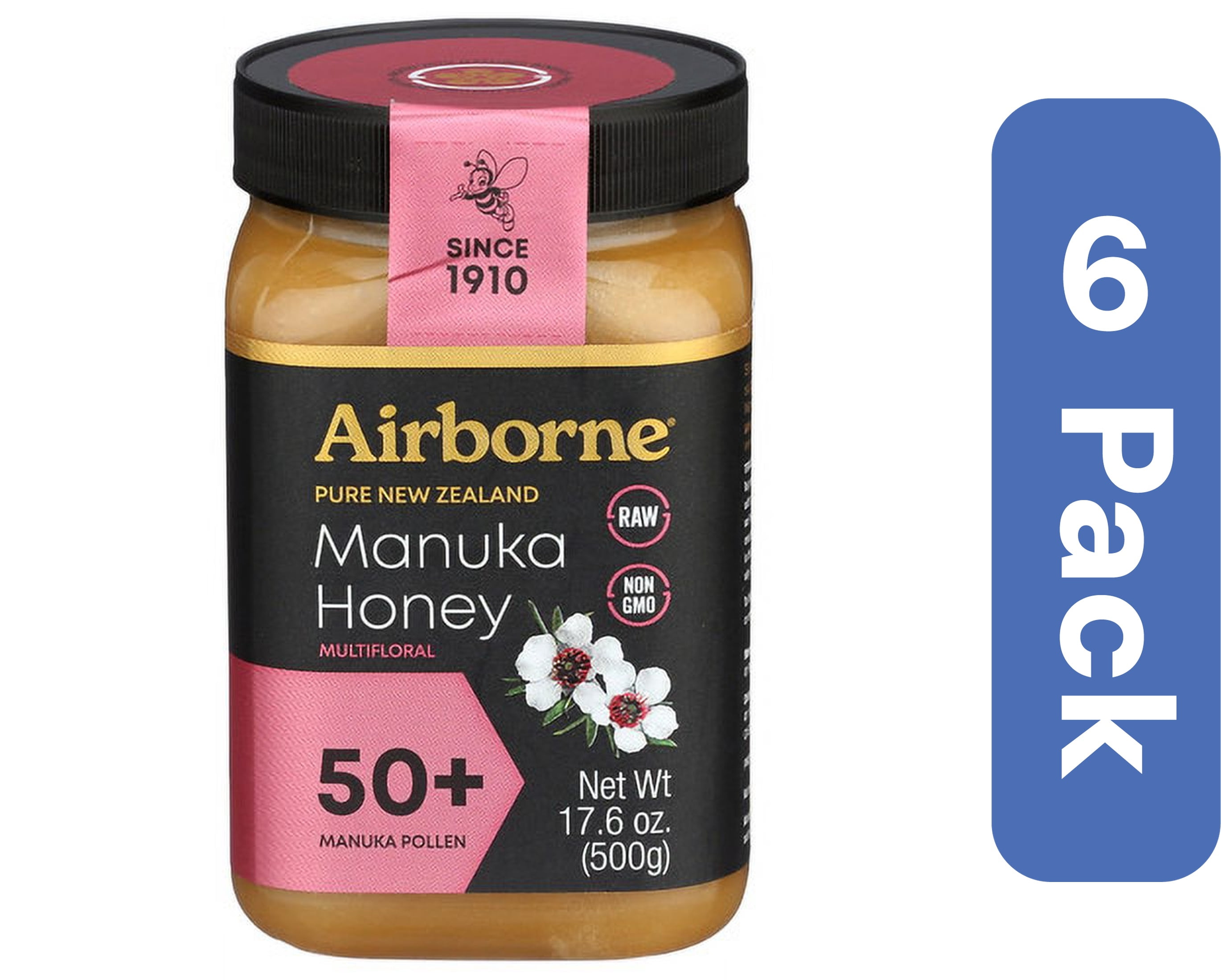 Airborne Manuka Honey 50 Methylfloral 17.64 oz (Pack of 6 
