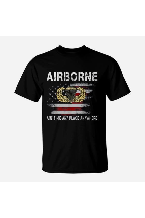 Airborne Paratrooper Us Flag Patriotic Day TShirt
