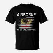 Airborne Paratrooper Us Flag Patriotic Day TShirt