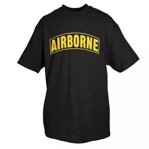 Airborne T-Shirt, Black/Yellow Imprint-Small