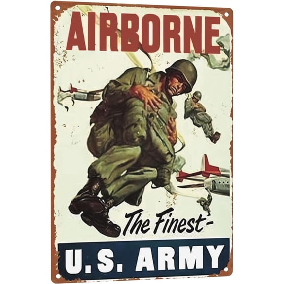 Airborne The Finest U.S. Army Vintage Tin Sign Logo 12 8 inches Advertising Eye-Catching Wall Decoration