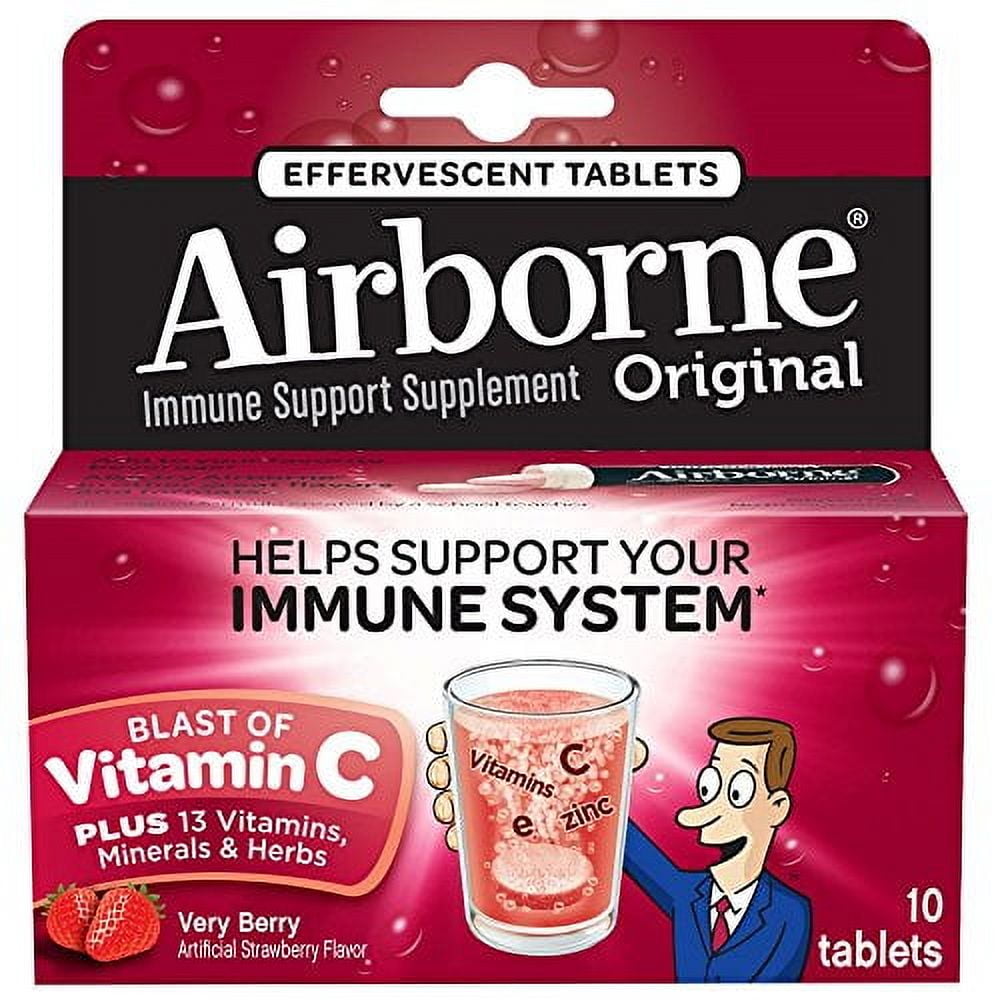 Airborne Very Berry Effervescent Tablets, 10 count - 1000mg of Vitamin ...