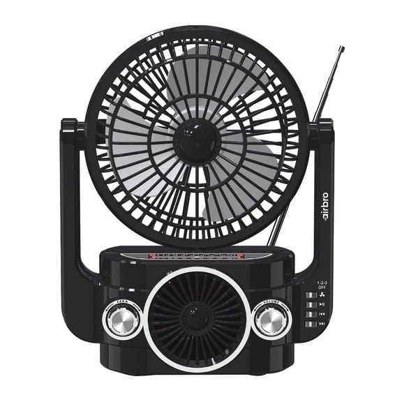 airbro RXF-20 Rechargeable Portable Fan, Bluetooth Speaker, and 3-Band Radio