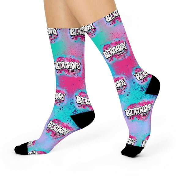 Airbrush Apparel Birthday Queen Custom Socks, Cushioned Crew Socks