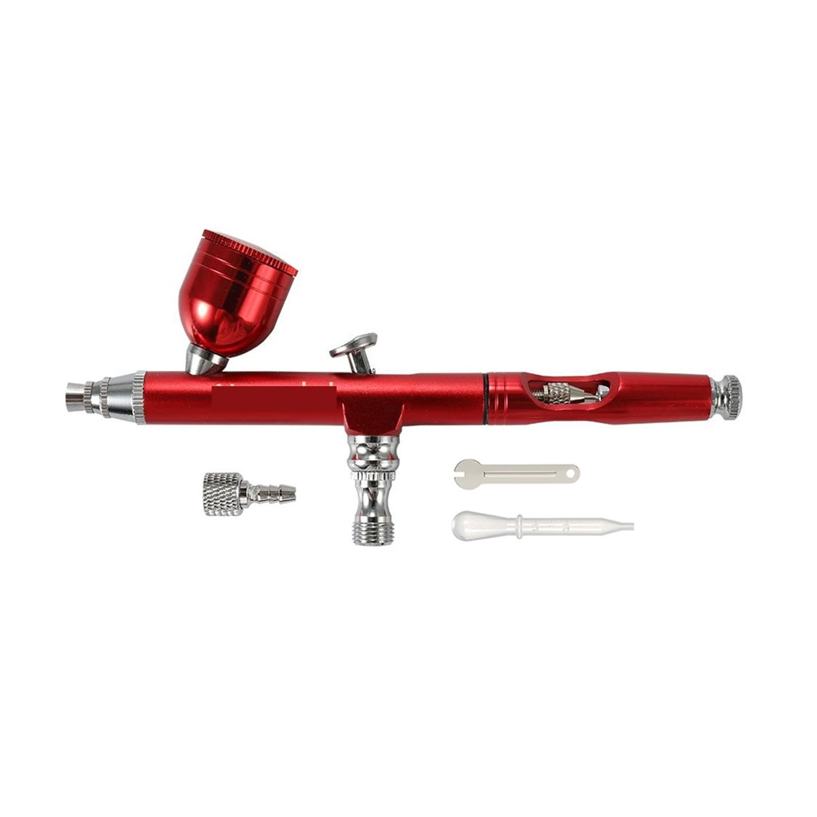 Airbrush Dual Action Feed 0.3mm Nozzle Spray Gun Red/Gold Cake Decorating Brushes For Nail Manicure With Wrench Straw ,Easy to Operate