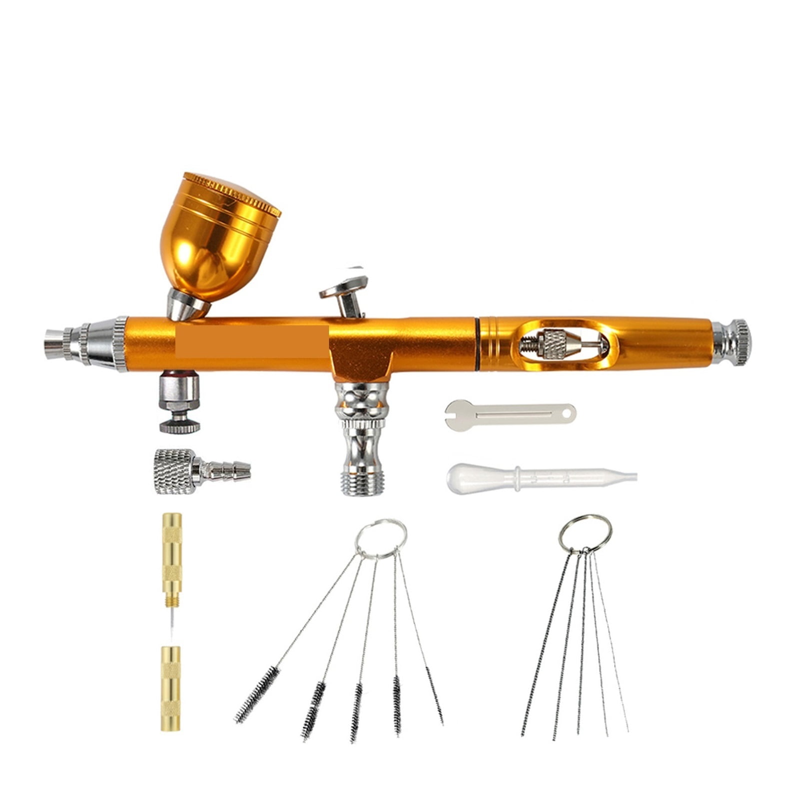 Airbrush Dual Action Gravity Feed 0.3mm Nozzle Spray Gun Red/Gold Cake Decorating Brushes For Nail Manicure With Wrench Straw ,Versatile applications