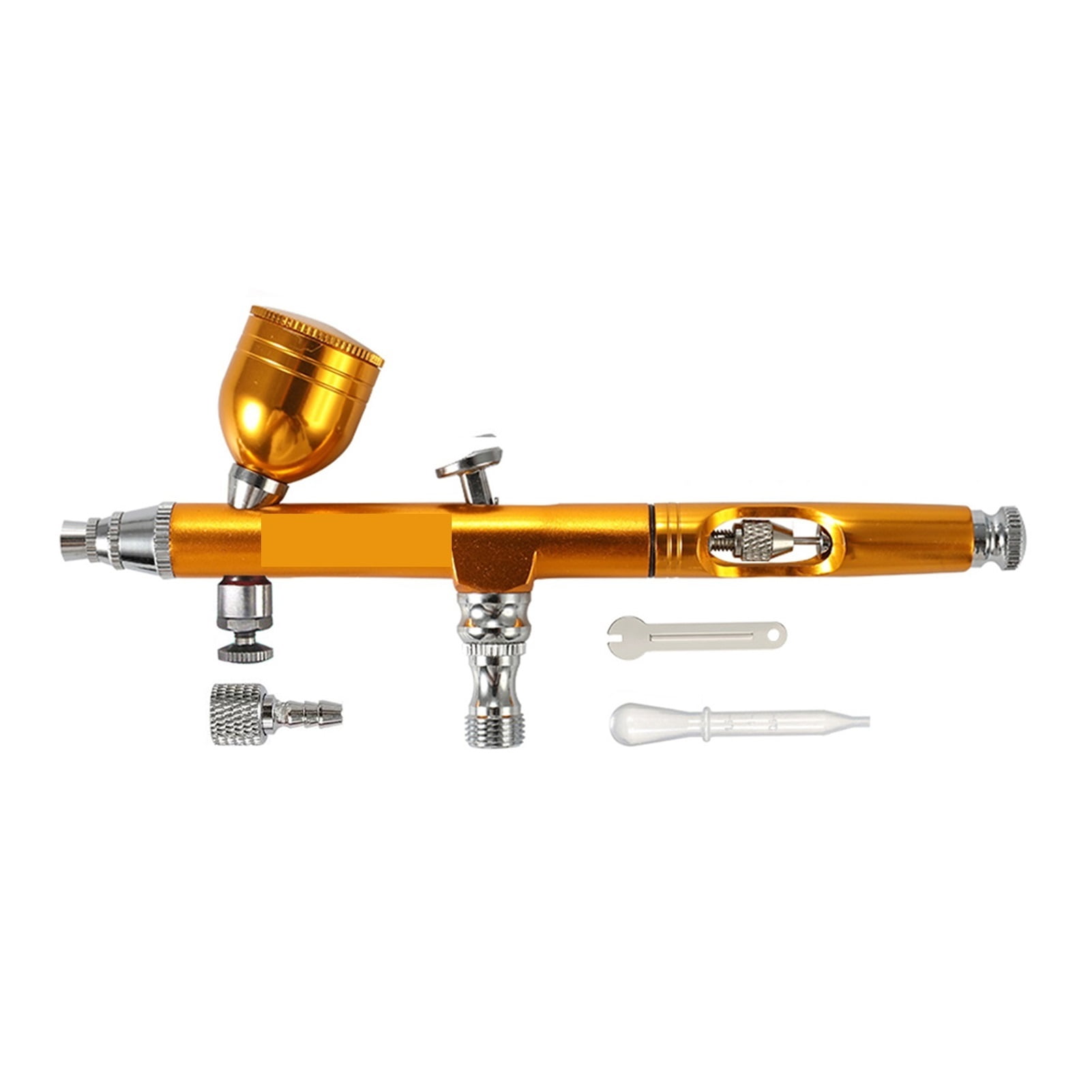 Airbrush Dual Action Gravity Feed 0.3mm Nozzle Spray Gun Red/Gold Cake Decorating Brushes For Nail Manicure With Wrench Straw ,Versatile applications
