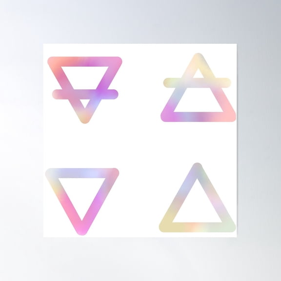 Airbrush Elemental Symbols Poster Wall Art, Modern Wall Decor For Living Room Bedroom, 16x16 UNFRAMED