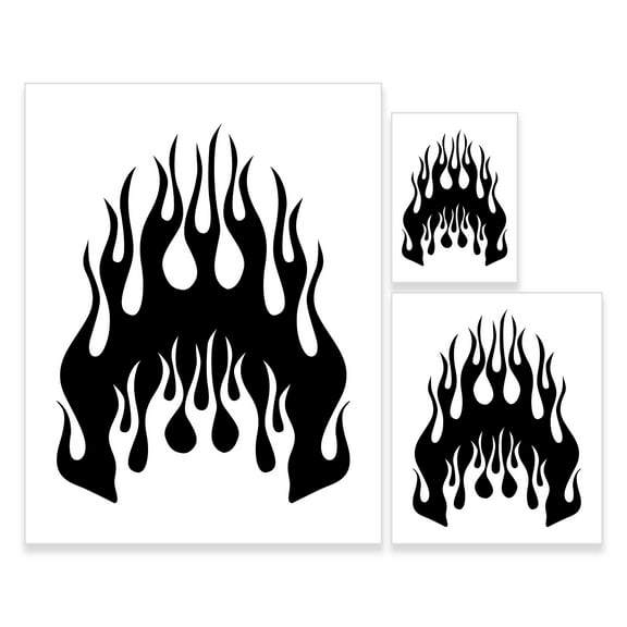 Airbrush Flame Licks Stencil Set (Flame Licks Design #1 in 3 Scale Sizes) - Laser Cut Reusable Templates