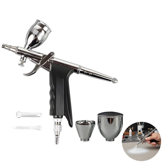 Airbrush Kit with 0.5mm Nozzle, Pen-Style Airbrush for Uniform Painting, Adjustable Air Pressure, Includes 2/5/13 cc Cups, Copper ABS Material for Models, Baking, Automotive, Leather Repair