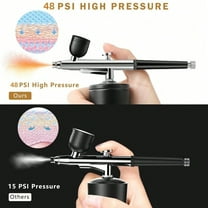 Airbrush Kit With Compressor - 48PSI High-Pressure, Non-Clogging Air Brush Set Cordless Rechargeable With 0.25mm Nozzle And Cleaning Brush For Nail Art, Makeup, Painting, And Cake Decorating