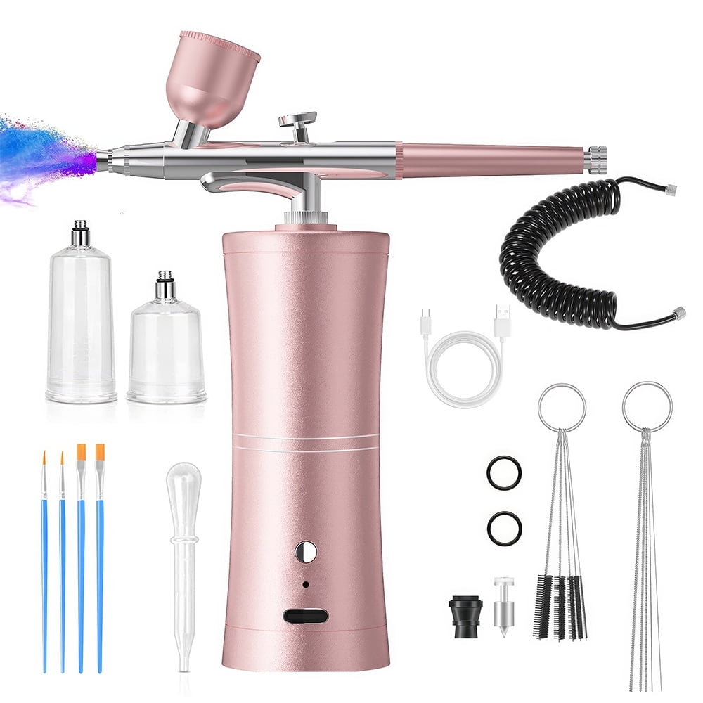 Airbrush Kit with Compressor - 48PSI High-Pressure, Non-Clogging Air Brush Set Cordless Rechargeable with 0.3mm Nozzle, Cleaning Brush and Extension Tube for Nail Art, Makeup, Painting,Etc