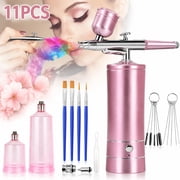 Airbrush Kit with Compressor Portable Airbrush Kit 48PSI High-Pressure Non-Clogging Air Brush Set Cordless Rechargeable with 0.3mm Nozzle and Cleaning Brush for Painting,Nail Art, Makeup pink