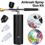 Airbrush Kit, EEEkit Airbrush Spray Gun with Air Compressor Kit, Rechargeable Handheld Paint Airbrush Gun for Makeup, Cake Decor - Black