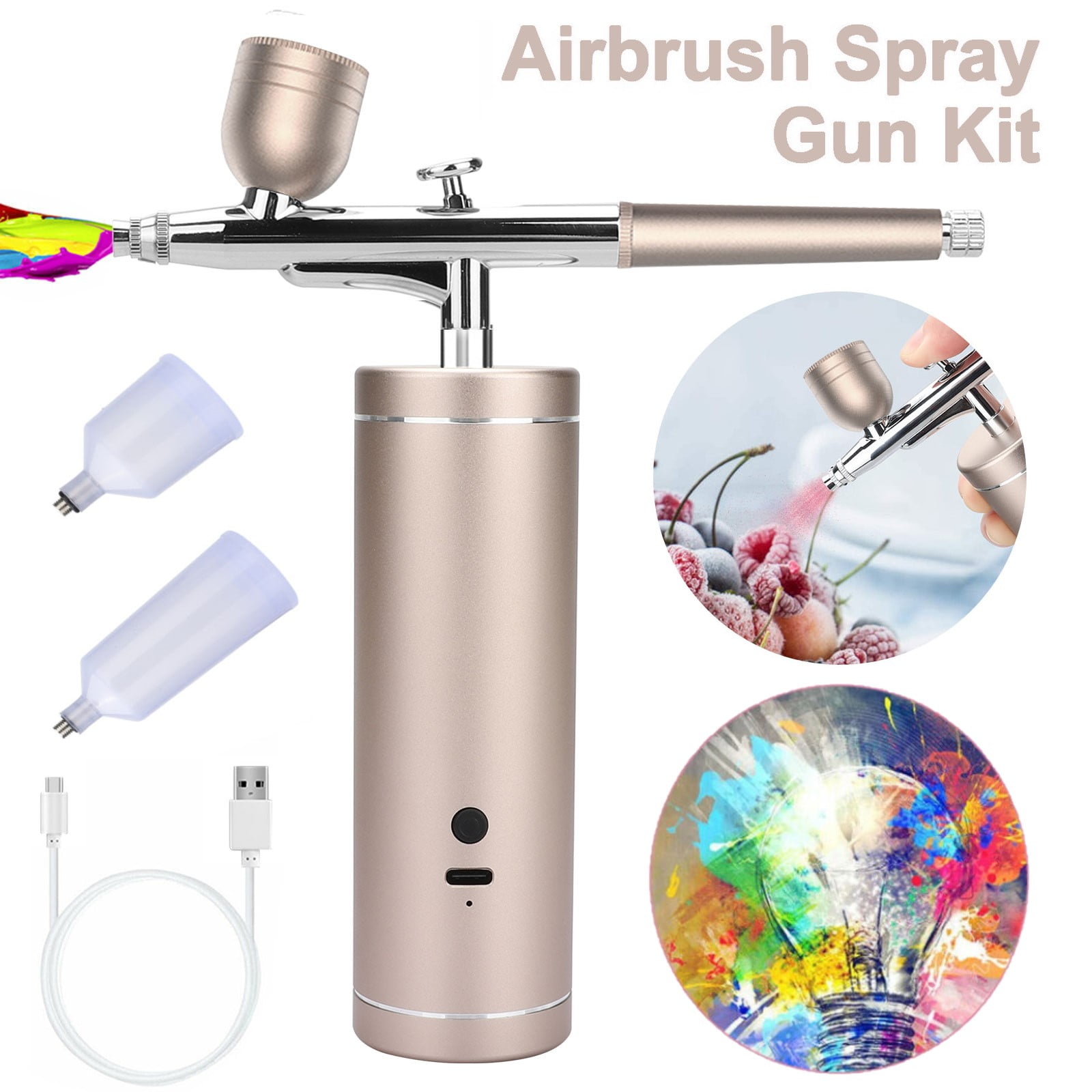 Cordless mini personal airbrush compressor high capacity psi art 0.3mm  nozzle oxygen spray gun cosmetics make up beauty salon