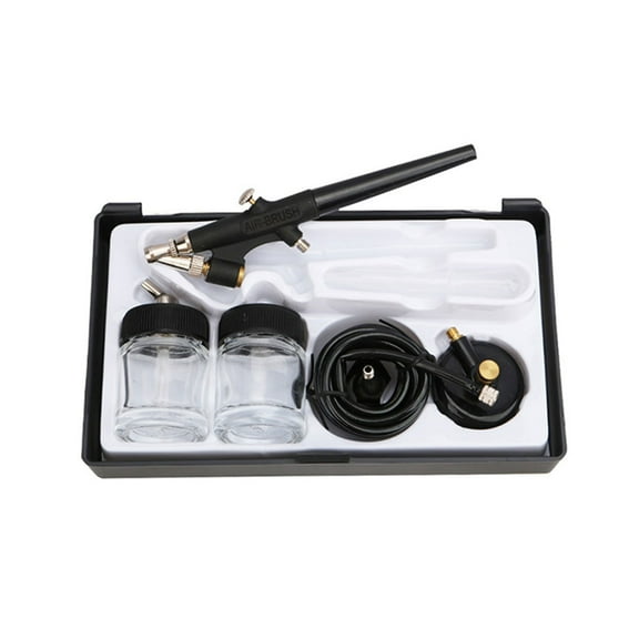 Airbrush Kit Mini Single Action Air Brush Set Siphon Feed 0.8mm Paint for w/ Hose 22cc Fluid Cups for Makeup H