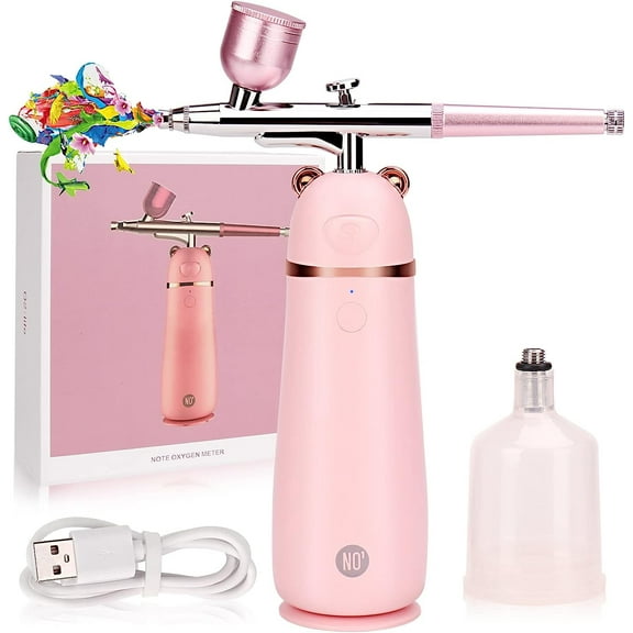 Airbrush Kit, Portable Cordless Airbrush Makeup Kit, Airbrush Gun with 2 Cups, Rechargeable Air Brushes for Painting, Cake Decorating, Nail Art, Makeup, Model Coloring