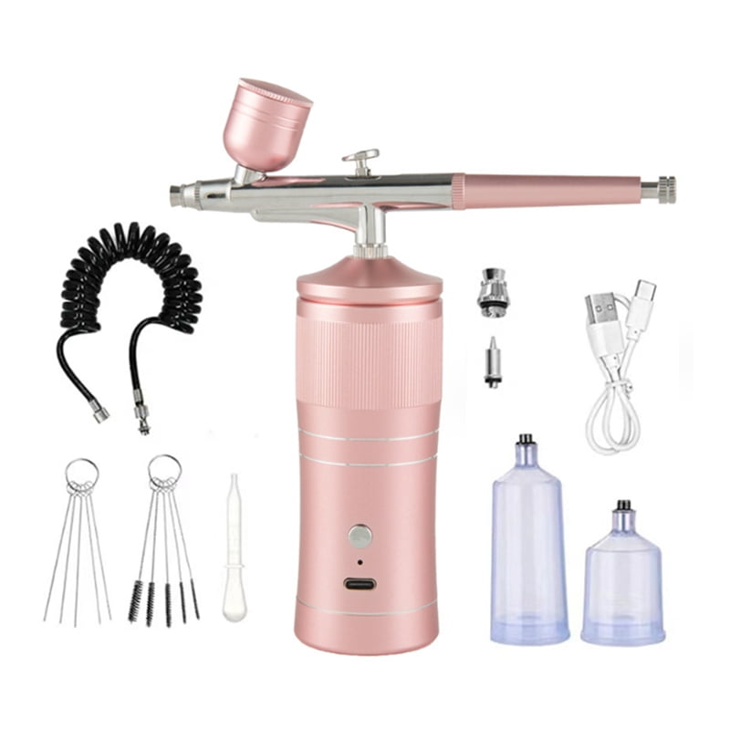 Airbrush Kit Rechargeable Cordless Airbrush Compressor Portable+0.3mm Nozzle Cleaning Brush Set for Makeup Nail Art B