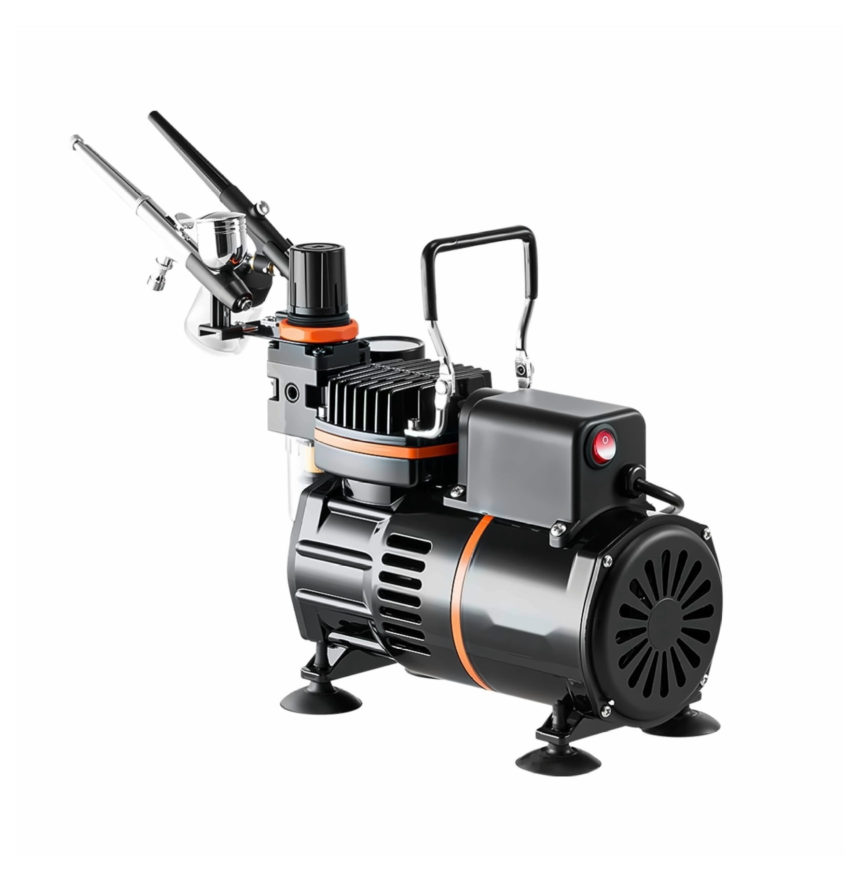 Airbrush Kit with Compressor, 1/6 HP - 3 Dual-Action Airbrushes, 3 Nozzles, Paint, for Cake Decorating, Model Painting, Nail Art