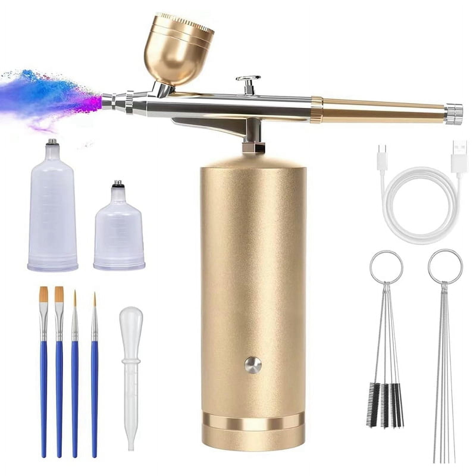 Gold Rechargeable Cordless Airbrush Kit with Compressor