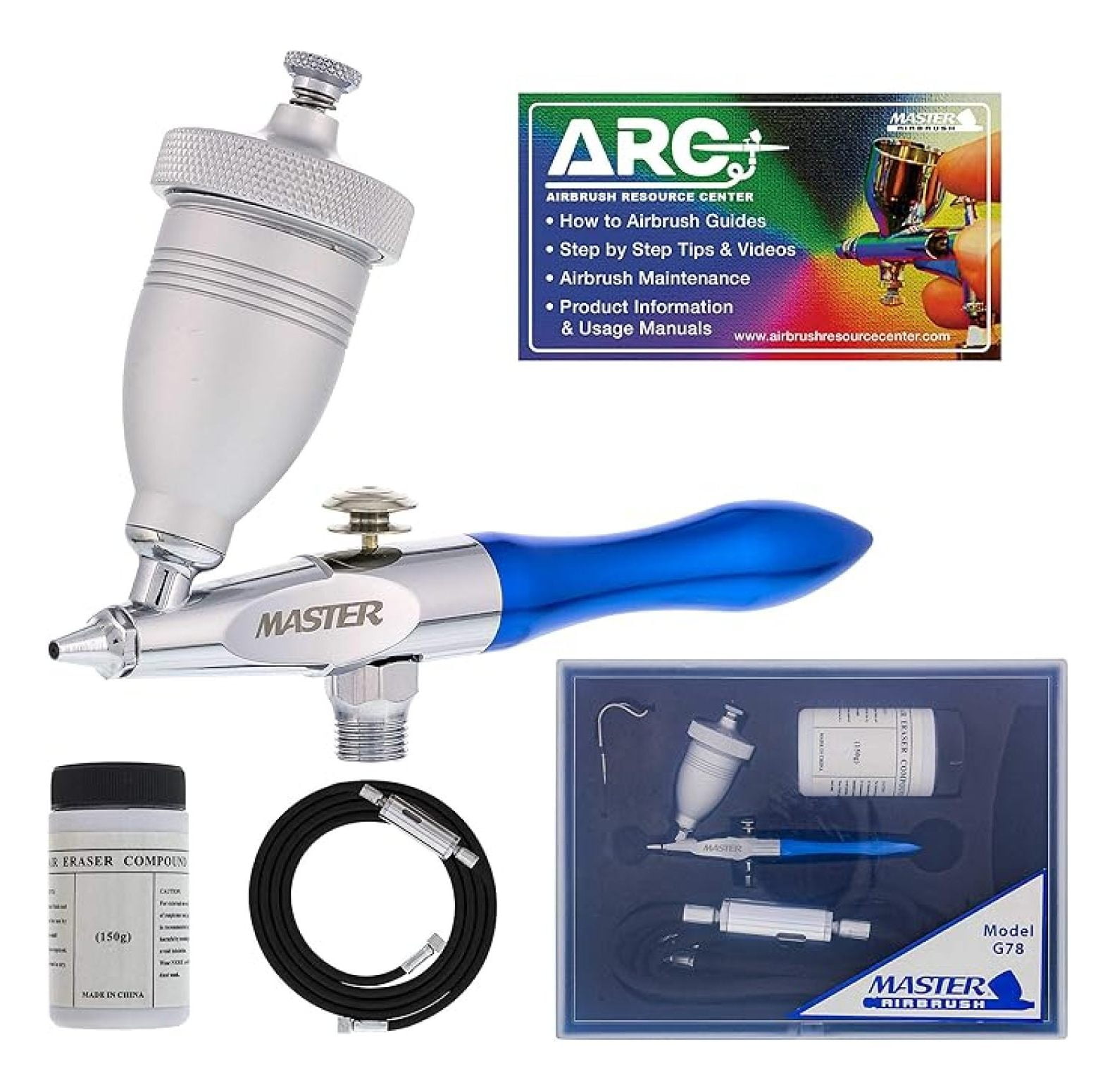 Airbrush Kit with Mini Sandblaster - 1/2oz Cup, 0.5mm Tip, 6" Hose - for Art, Model Cars, Etching, Rust Removal & Miniature Painting