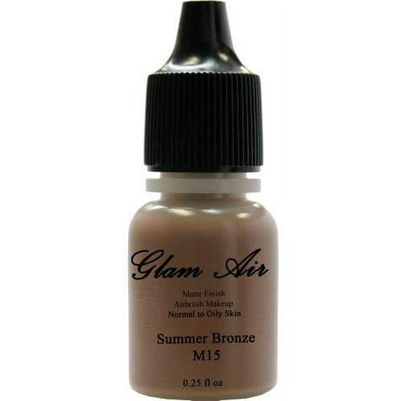 Airbrush Makeup Foundation Matte Finish M15 Summer Bronze Water-based Makeup Lasting All Day 0.25 Oz Bottle By Glam Air