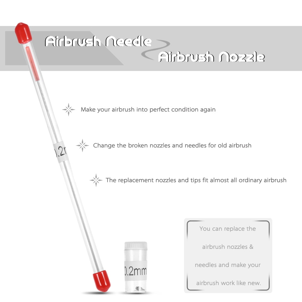 Airbrush Replacement Parts Kit – 0.2mm, 0.3mm, 0.5mm Nozzles, Needles & Caps + Wrench (Fits NCT-SJ81 & Similar) - View #3